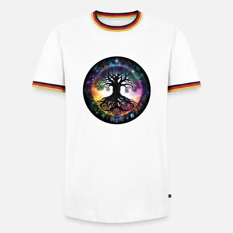 Root tree in rainbow circle - Men's Ringer Shirt - white/tricolour