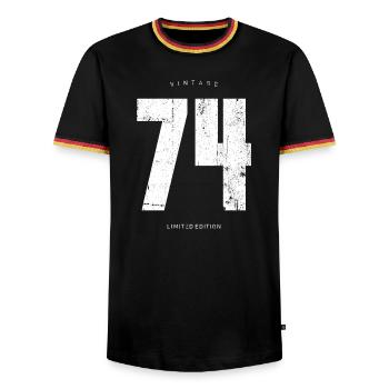 Vintage 74 Limited Edition - Men's Ringer Shirt - black/tricolour - Front - AI Model Male 178 light (178cm) & AI Model Male 185 light (185cm)