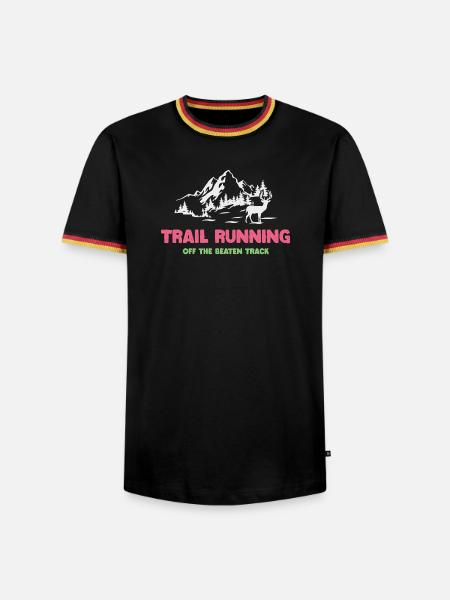 Trailrunning - abseits der ausgetretenen Pfade - Männer Kontrast-T-Shirt - Schwarz/Dreifarbig