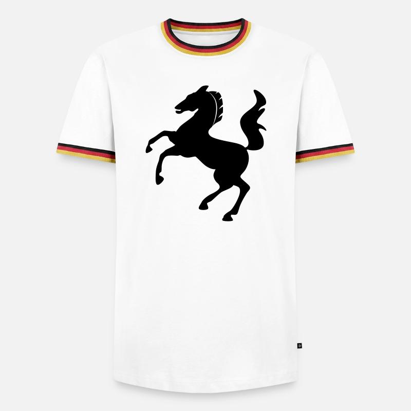 Pferd Symbol dynamisch springend - Männer Kontrast-T-Shirt - Weiß/Dreifarbig