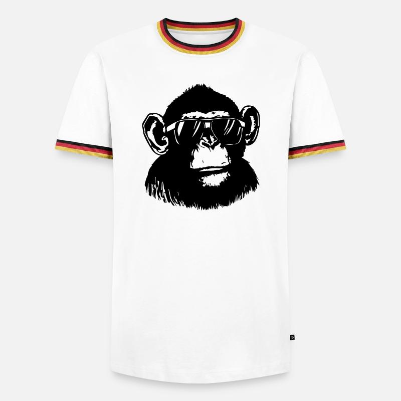 Cooler Affe - Männer Kontrast-T-Shirt - Weiß/Dreifarbig