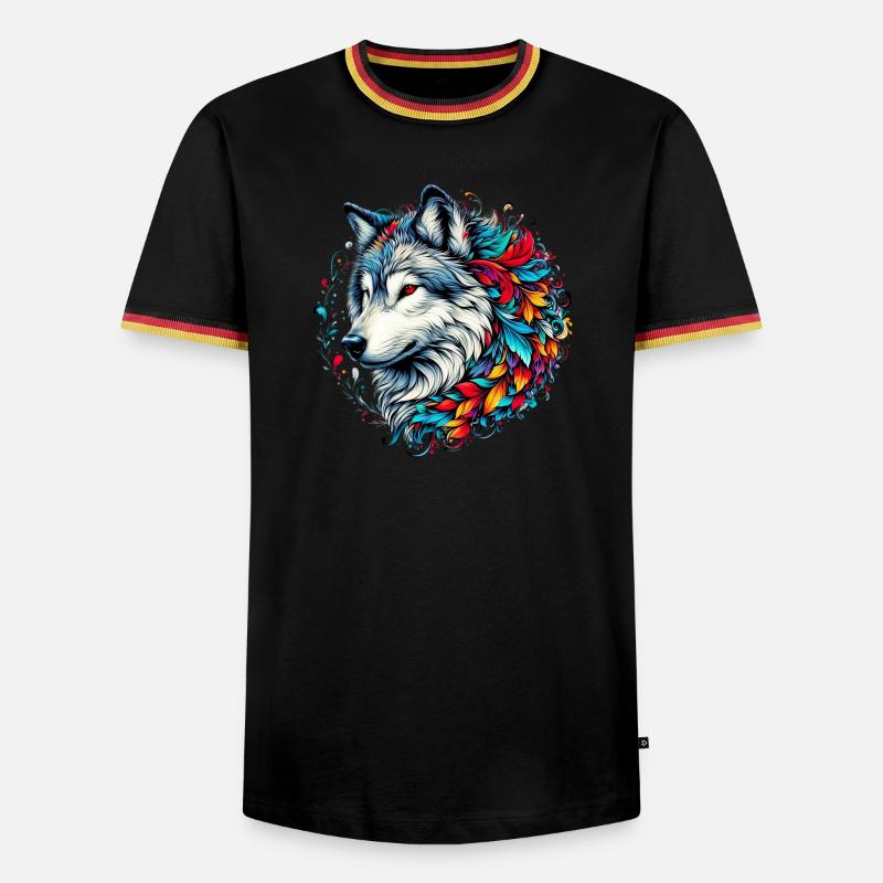 Wolf - Männer Kontrast-T-Shirt - Schwarz/Dreifarbig