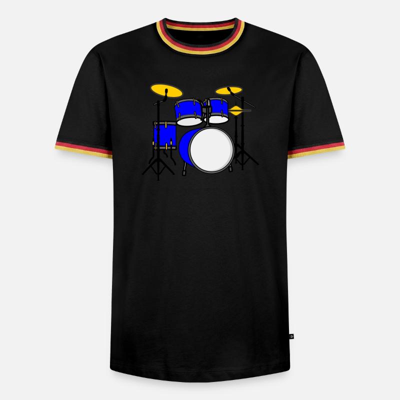 Drum kit blue logo - Men's Ringer Shirt - white/tricolour