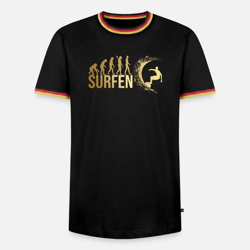 Evolution Surfen - Männer Kontrast-T-Shirt - Schwarz/Dreifarbig