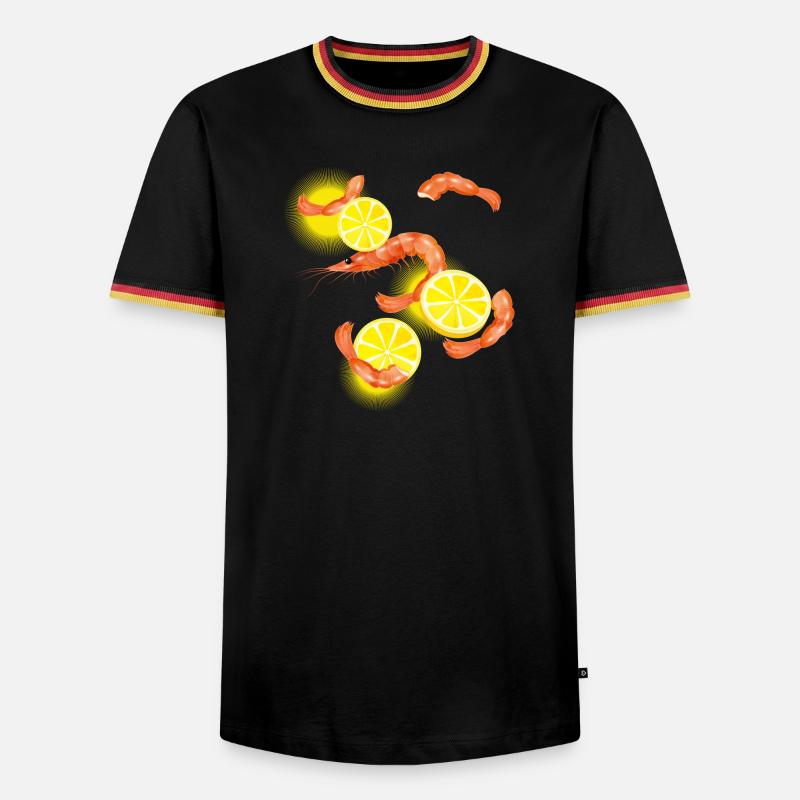 Garnelen oder Shrimps mit Zitronen Scheiben - Männer Kontrast-T-Shirt - Schwarz/Dreifarbig