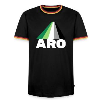 Aromantik, aromatisch, aro - Männer Kontrast-T-Shirt - Schwarz/Dreifarbig - Vorne - AI Model Male 178 light (178cm) & AI Model Male 185 light (185cm)