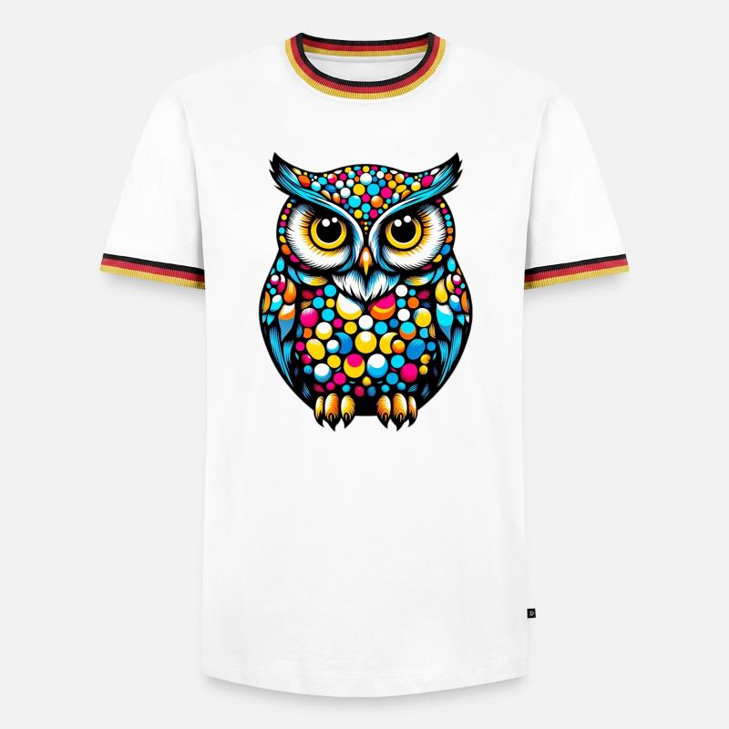 Eule - Männer Kontrast-T-Shirt - Weiß/Dreifarbig