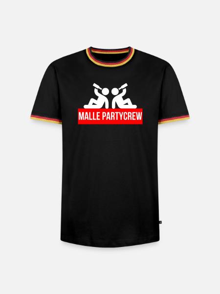 Malle Partycrew - Männer Kontrast-T-Shirt - Schwarz/Dreifarbig