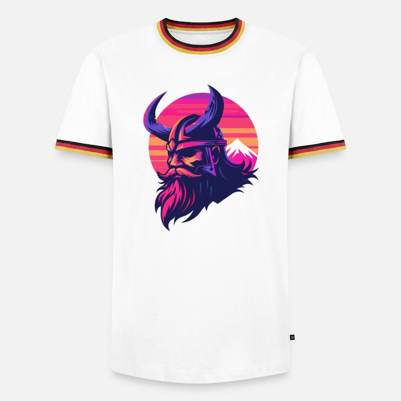 Wikinger Synthwave 3 - Männer Kontrast-T-Shirt - Weiß/Dreifarbig