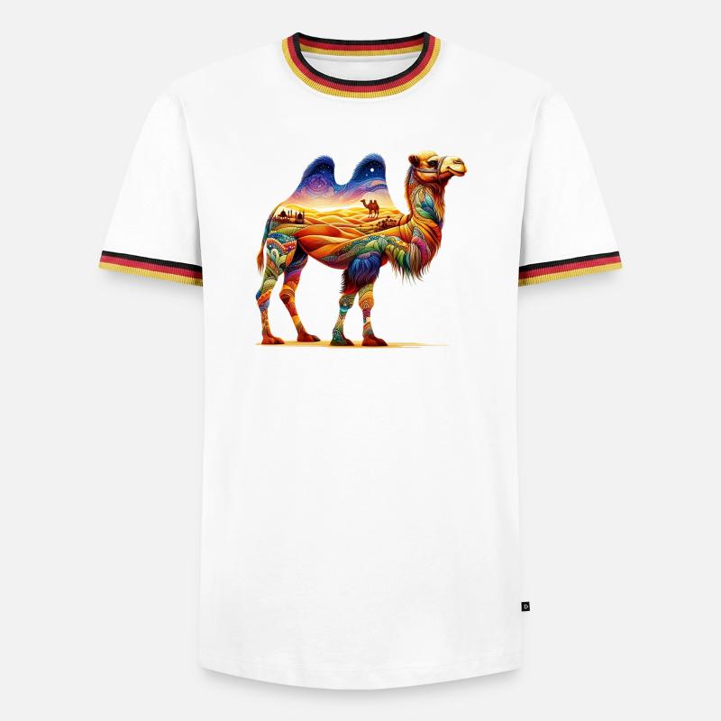 Kamel - Männer Kontrast-T-Shirt - Weiß/Dreifarbig