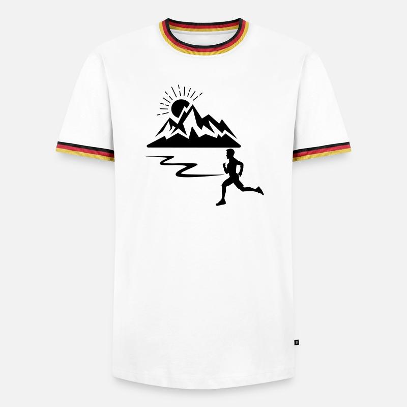 Runner man with mountains - Men's Ringer Shirt - white/tricolour