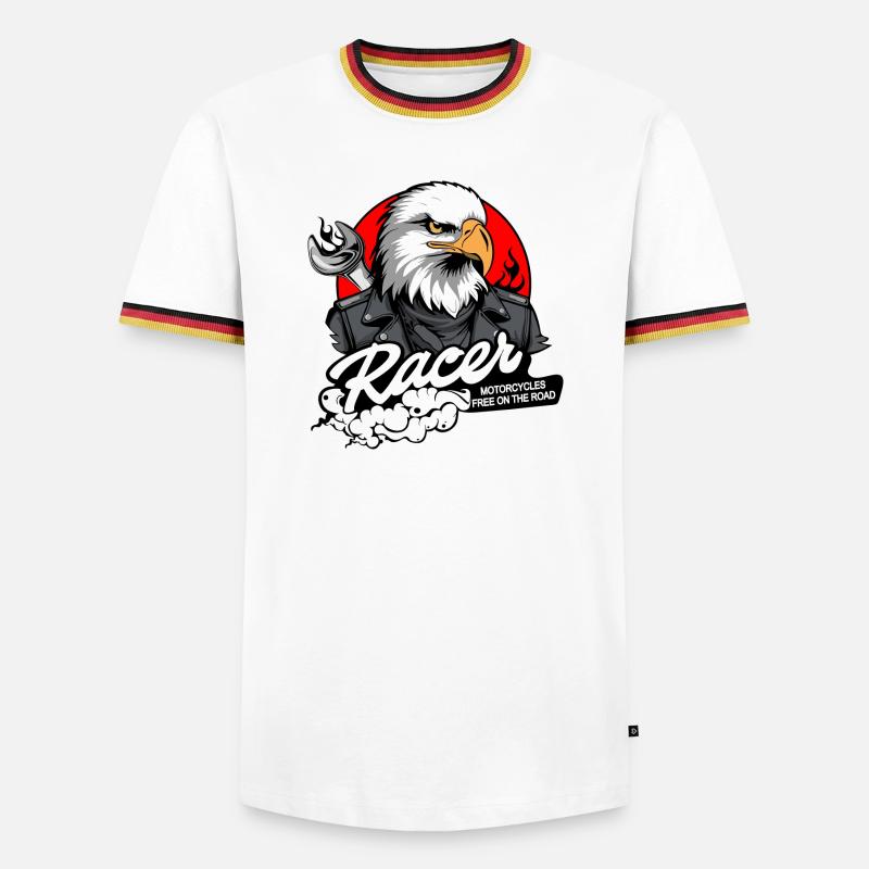 BIKER EAGLE - Männer Kontrast-T-Shirt - Weiß/Dreifarbig