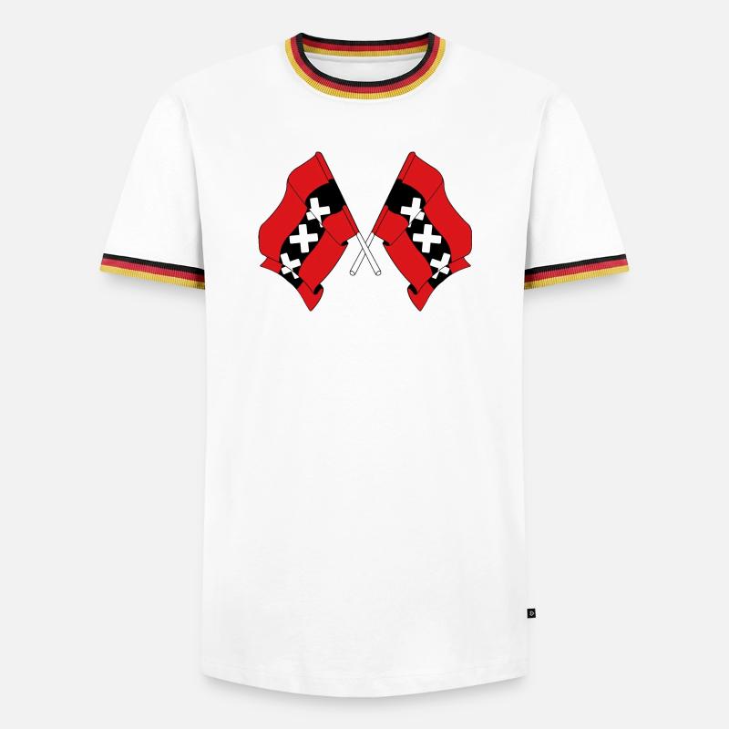 Two flags Amsterdam Netherlands - Men's Ringer Shirt - white/tricolour