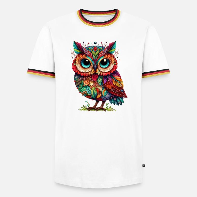 Eule - Männer Kontrast-T-Shirt - Weiß/Dreifarbig