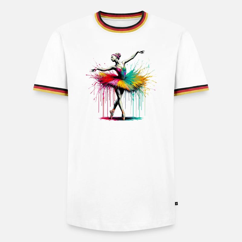 Ballet dancer with tutu - Men's Ringer Shirt - white/tricolour
