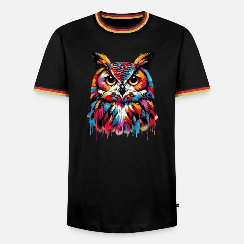 Eule - Männer Kontrast-T-Shirt - Schwarz/Dreifarbig