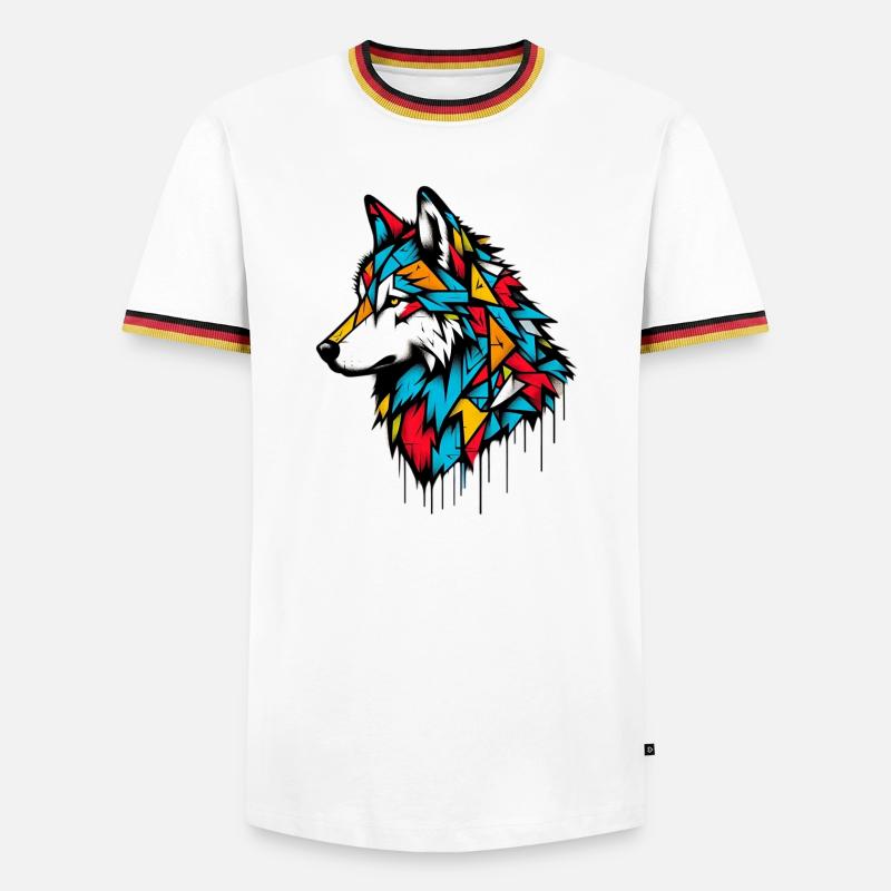 Wolf - Men's Ringer Shirt - white/tricolour
