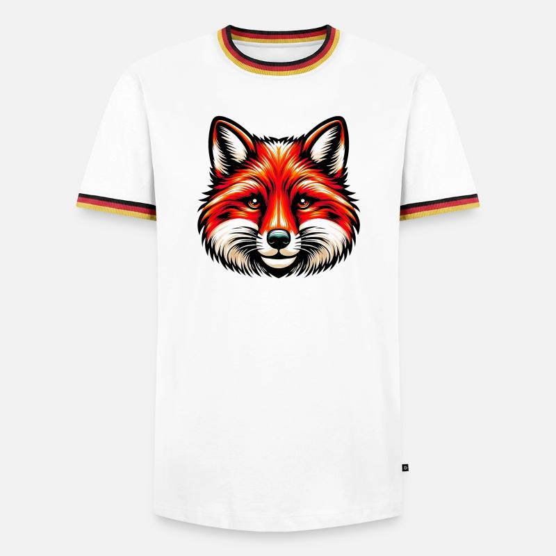 Fuchs - Männer Kontrast-T-Shirt - Weiß/Dreifarbig