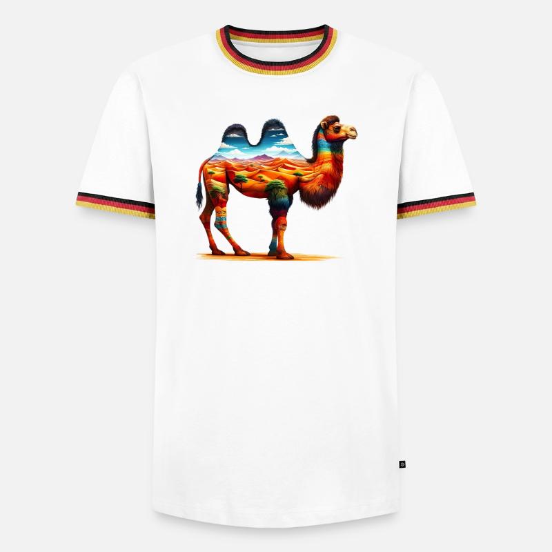 Kamel - Männer Kontrast-T-Shirt - Weiß/Dreifarbig
