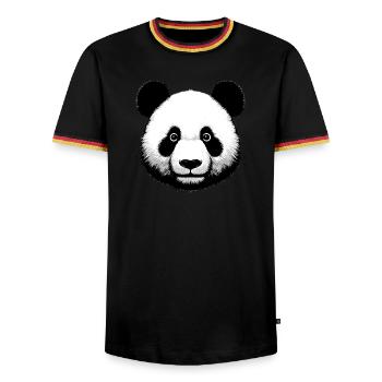 Panda - Men's Ringer Shirt - black/tricolour - Front - AI Model Male 178 light (178cm) & AI Model Male 185 light (185cm)