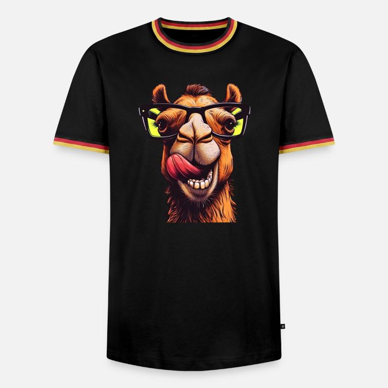 Camel with Sunglasses - Men's Ringer Shirt - black/tricolour