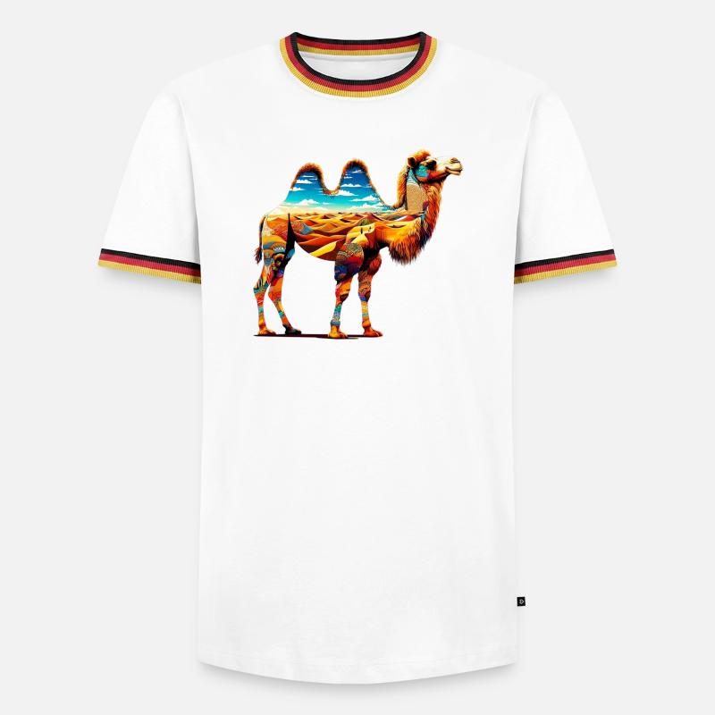 Kamel - Männer Kontrast-T-Shirt - Weiß/Dreifarbig