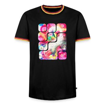 Magic Feather Creativity - Sonja Ariel von Staden - Men's Ringer Shirt - black/tricolour - Front - AI Model Male 178 light (178cm) & AI Model Male 185 light (185cm)