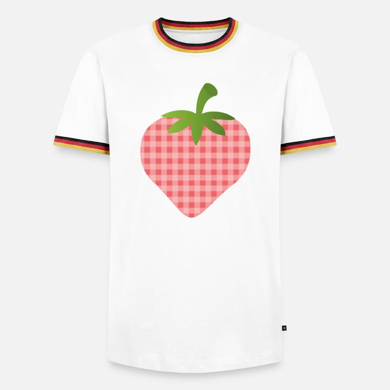 Strawberry with check pattern - personalizable - Men's Ringer Shirt - white/tricolour