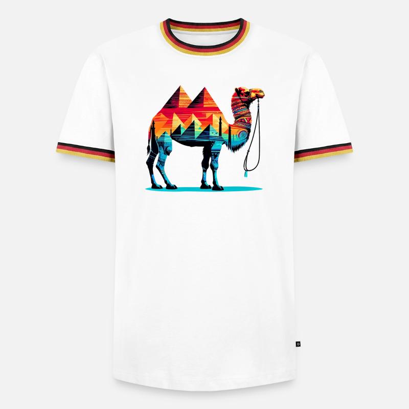 Kamel - Männer Kontrast-T-Shirt - Weiß/Dreifarbig