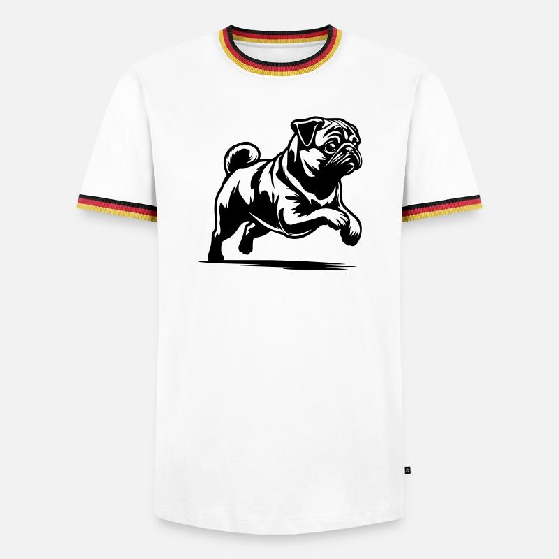 Mops - Männer Kontrast-T-Shirt - Weiß/Dreifarbig