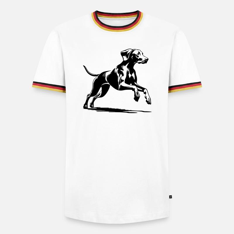 Weimaraner - Männer Kontrast-T-Shirt - Weiß/Dreifarbig