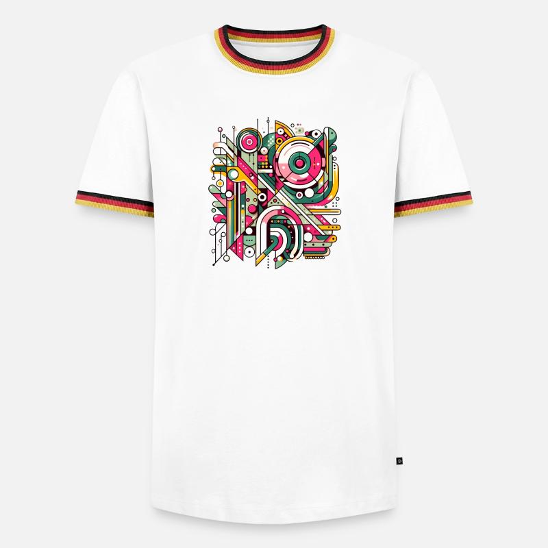 Neon Geometry — Hypergrid - Männer Kontrast-T-Shirt - Weiß/Dreifarbig