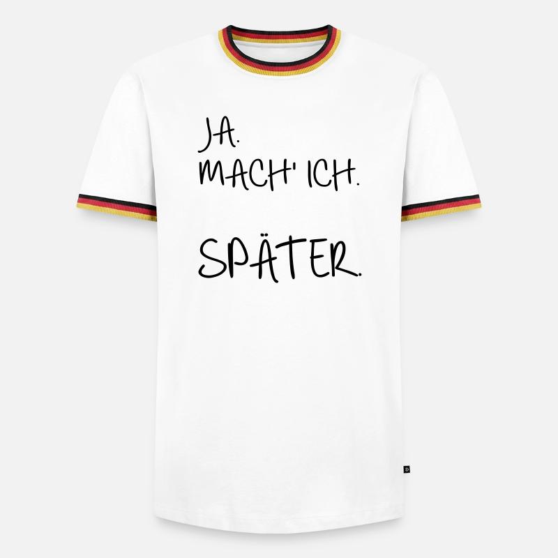 Prokrastination SPÄTER - Männer Kontrast-T-Shirt - Weiß/Dreifarbig