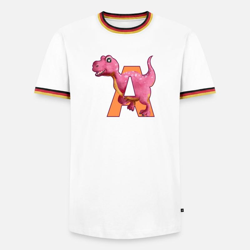 A - DINOSAUR, customizable - Men's Ringer Shirt - white/tricolour