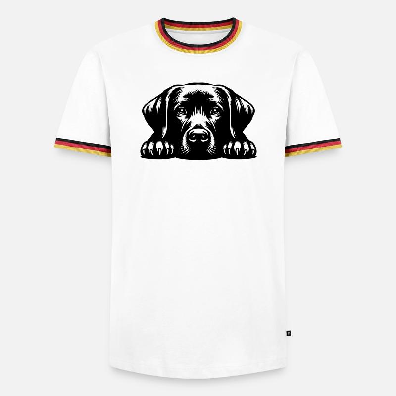 Labrador Head with Paws - Men's Ringer Shirt - white/tricolour