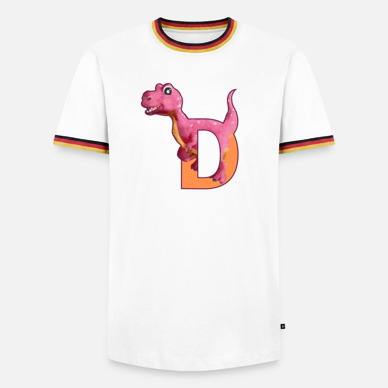 D - DINOSAUR, customizable - Men's Ringer Shirt - white/tricolour