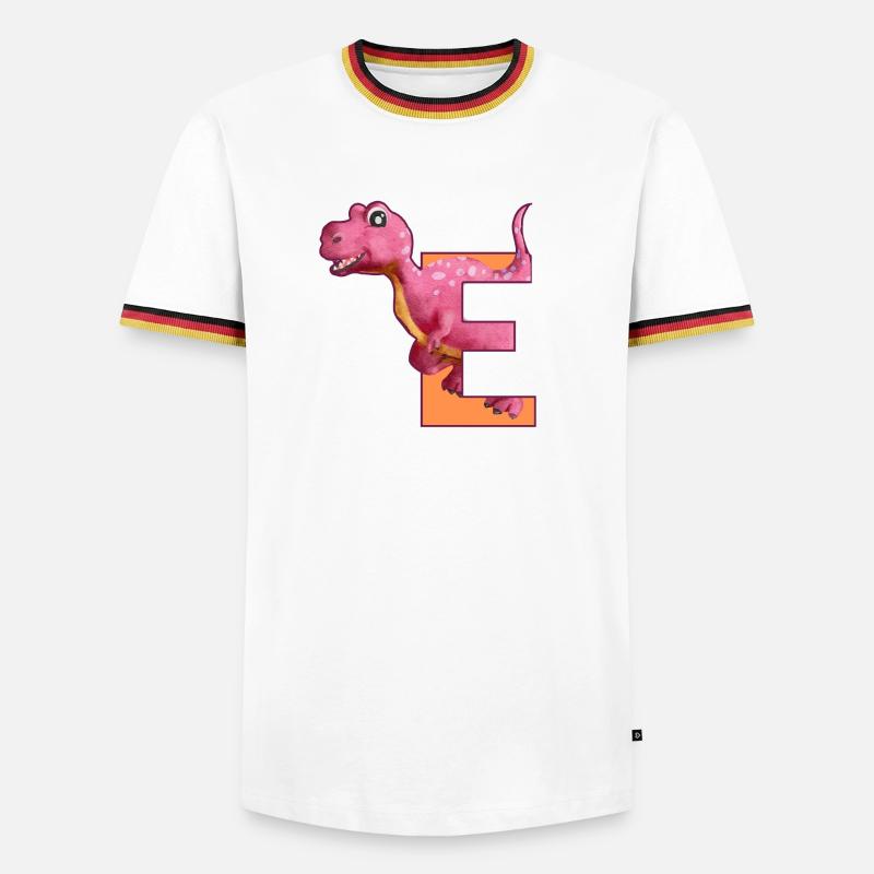 E - DINOSAUR, customizable - Men's Ringer Shirt - white/tricolour