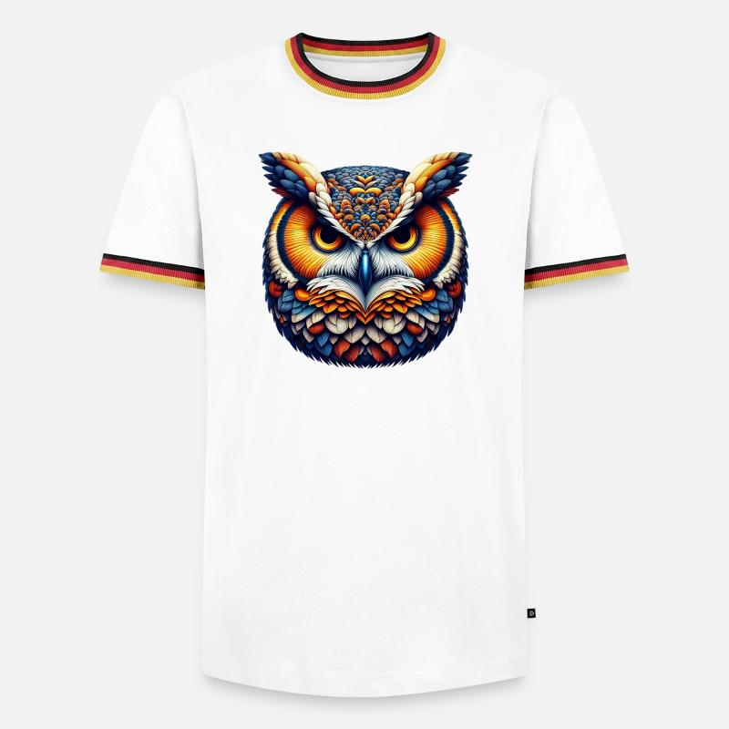 Eule - Männer Kontrast-T-Shirt - Weiß/Dreifarbig