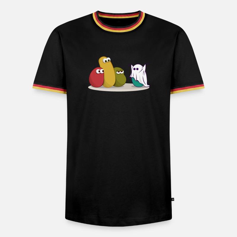 Halloween Ghost Comic Drawing - Men's Ringer Shirt - black/tricolour