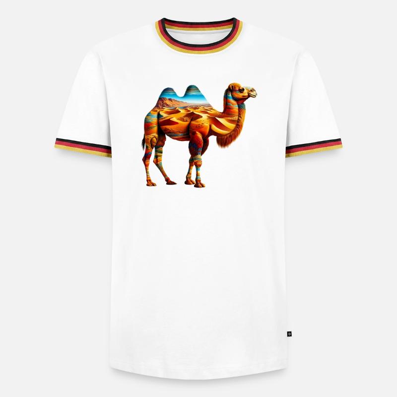 Kamel - Männer Kontrast-T-Shirt - Weiß/Dreifarbig
