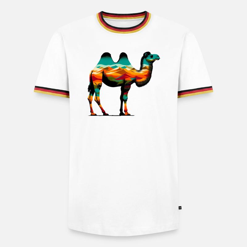 Kamel - Männer Kontrast-T-Shirt - Weiß/Dreifarbig