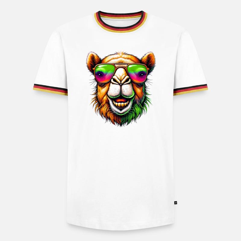 Kamel - Männer Kontrast-T-Shirt - Weiß/Dreifarbig