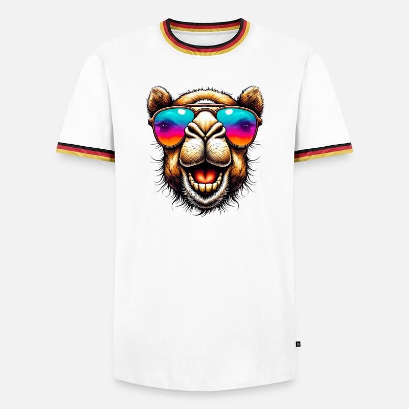 Kamel - Männer Kontrast-T-Shirt - Weiß/Dreifarbig