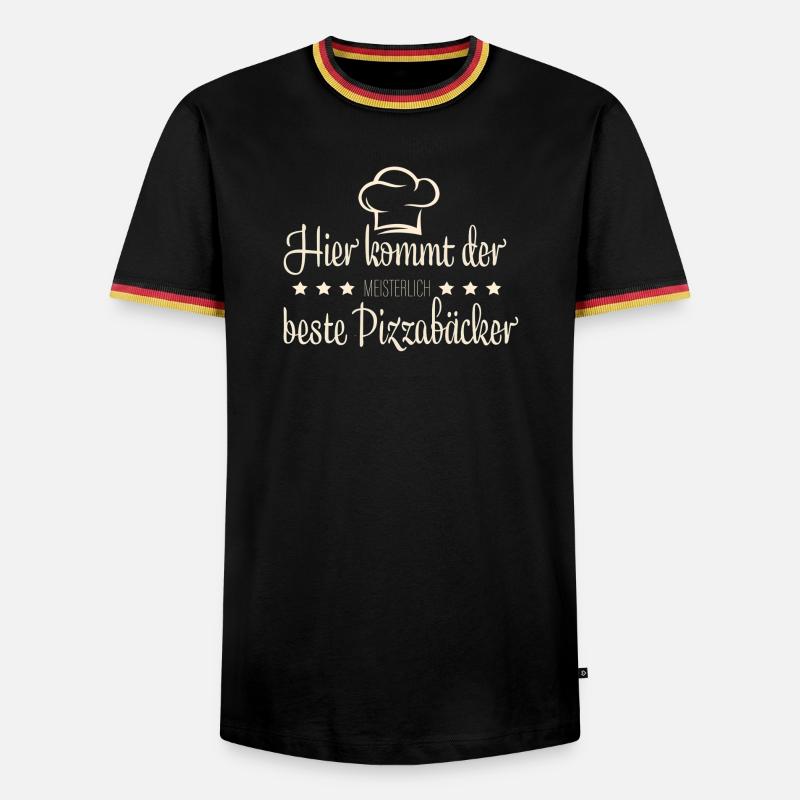 Pizzabäcker, Pizza - Männer Kontrast-T-Shirt - Schwarz/Dreifarbig