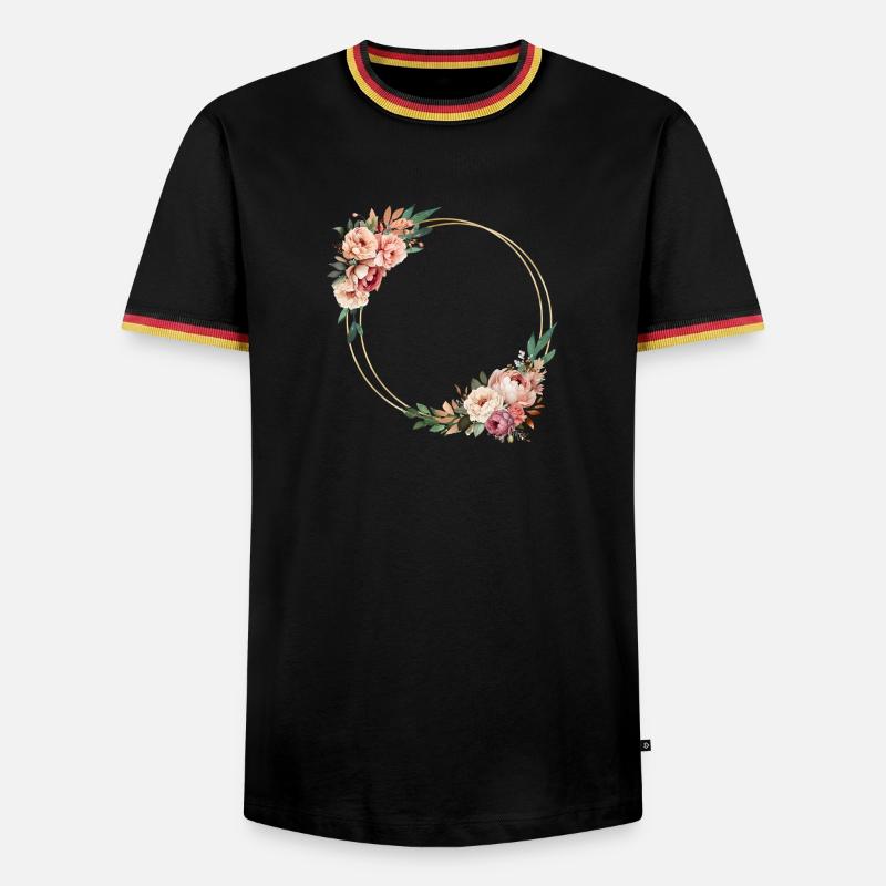 Rustic flower wreath, customizable - Men's Ringer Shirt - black/tricolour