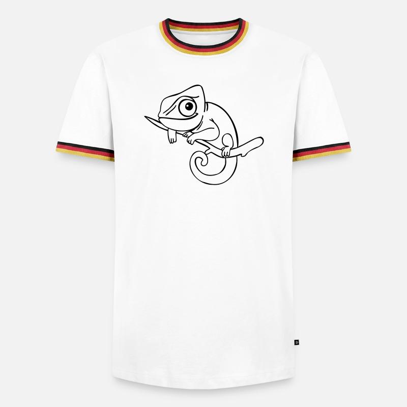 LUI das Chamäleon, einfarbig - Männer Kontrast-T-Shirt - Weiß/Dreifarbig