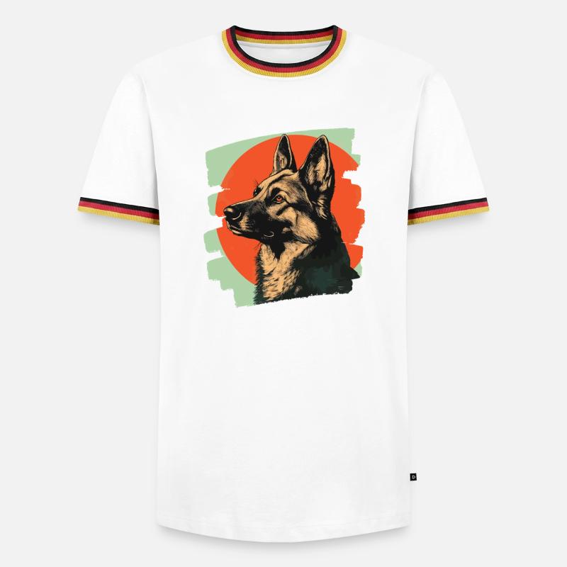 Schäferhund - Männer Kontrast-T-Shirt - Weiß/Dreifarbig