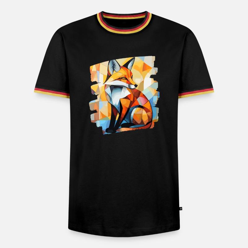 Fuchs - Männer Kontrast-T-Shirt - Weiß/Dreifarbig