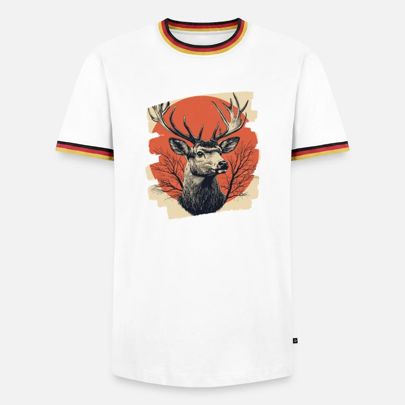 Hirsch mit Geweih - Männer Kontrast-T-Shirt - Weiß/Dreifarbig