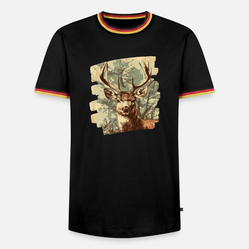 Hirsch mit Geweih - Männer Kontrast-T-Shirt - Schwarz/Dreifarbig